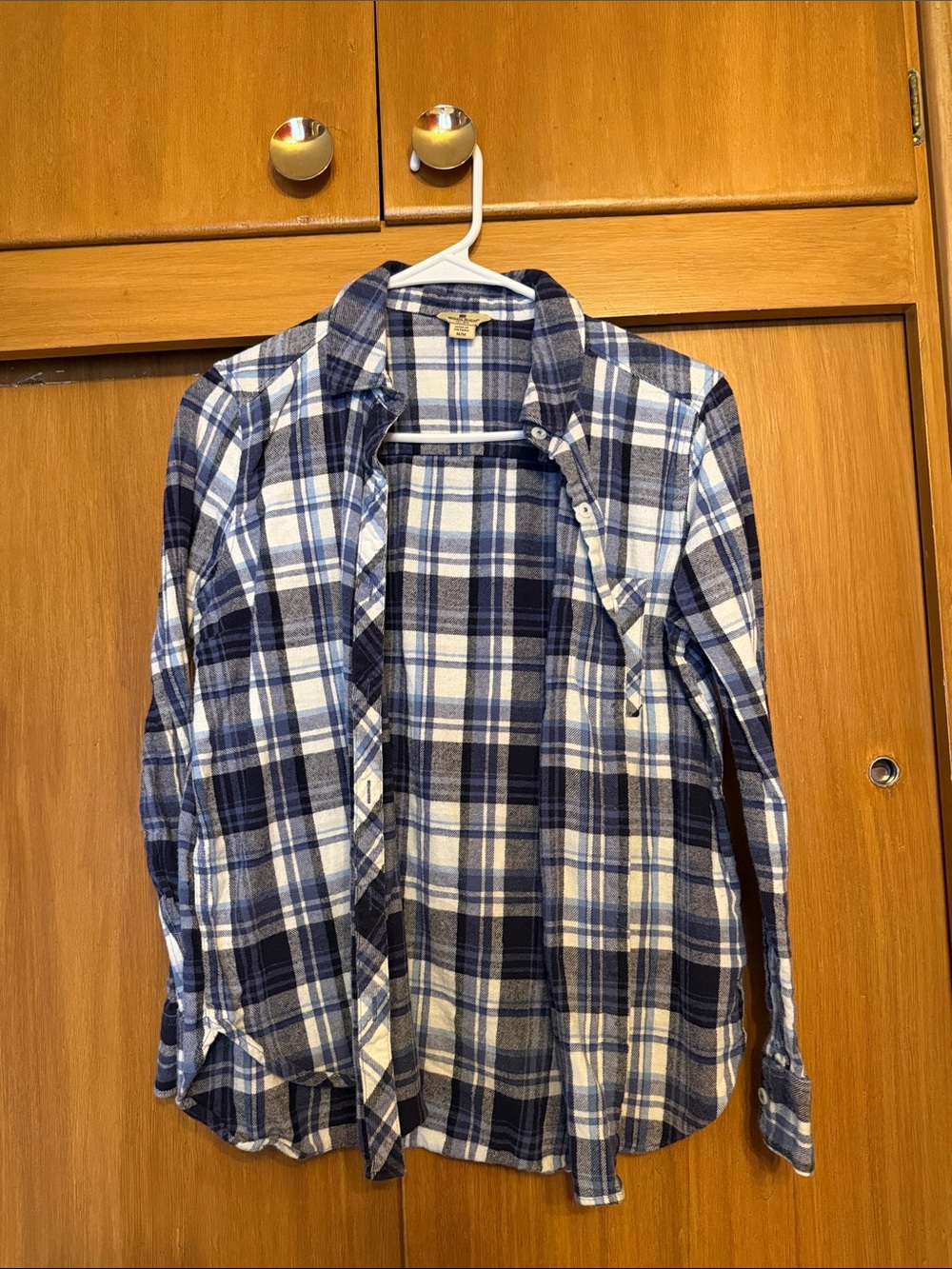 Woolrich Navy and White Plaid Button-Down Shirt